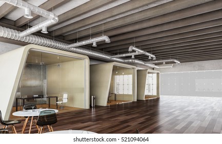 Modern Office Interior. 3D Render