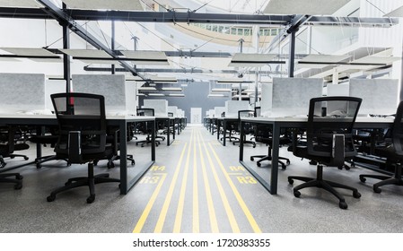 Modern Office For Rent, Empty, No People, Crisis Of Rental Business, Panorama, Copy Space