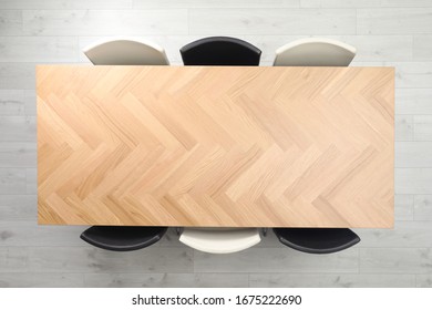 Modern Office Table With Chairs, Top View