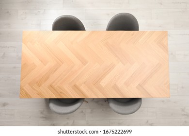 Modern Office Table With Chairs, Top View