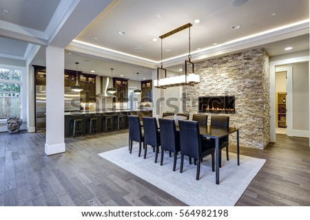 Modern Open Floor Plan Dining Room Stockfoto Jetzt