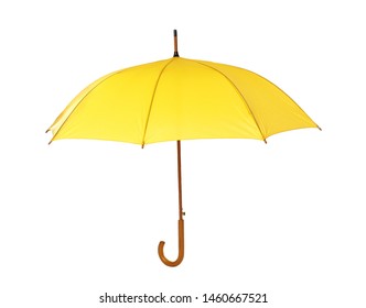 Modern Opened Yellow Umbrella Isolated On White