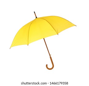 Modern Opened Yellow Umbrella Isolated On White