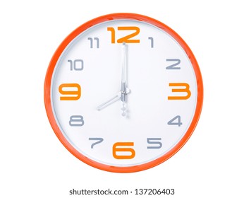 Modern Orange Clock Set To 8:00