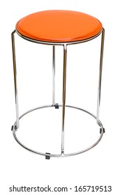 Modern Orange Kitchen Stool Made Of Metal Isolated On Withe Background