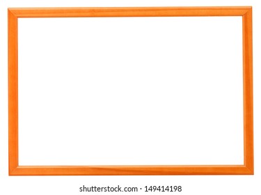 Modern Orange Narrow Picture Frame With Cutout Canvas Isolated On White Background