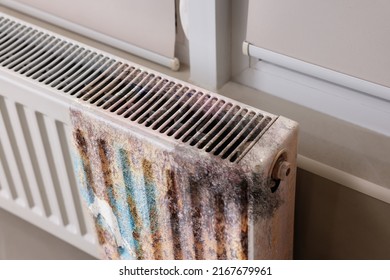 Modern Panel Radiator Affected By Rust Indoors