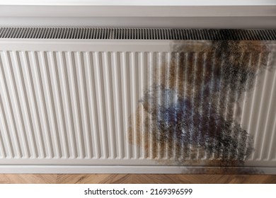 Modern Panel Radiator Affected By Rust Indoors