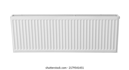 Modern Panel Radiator On White Background. Heating System