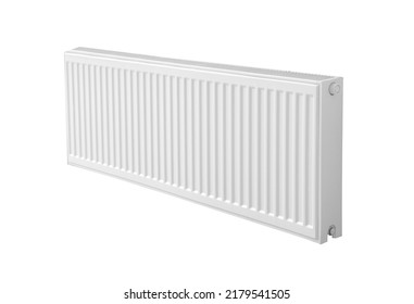 Modern Panel Radiator On White Background. Heating System