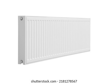 Modern Panel Radiator On White Background. Heating System