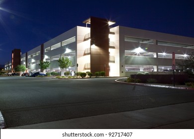 Modern Parking Garage At Night