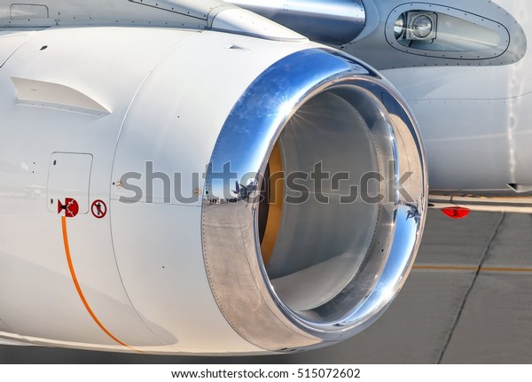 Modern Passenger Jet Aircraft Close View Stock Image