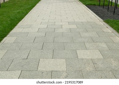 Modern paved path texture background, new slab sidewalk pattern, pathway wallpaper, marble brick path road, granite tiles walkway with copy space top view