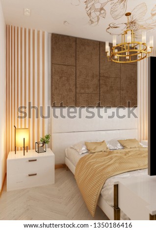 Modern Peaceful Bedroom Bedroom Modern Style Stock Photo