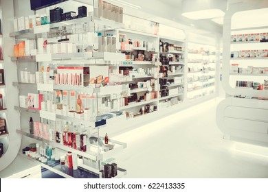 Modern pharmacy with variety of medications and cosmetics for everyone