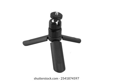 Modern photo video camera tripod isolated on white background. Aluminium photographic tripod with adjustable head isolated.  - Powered by Shutterstock