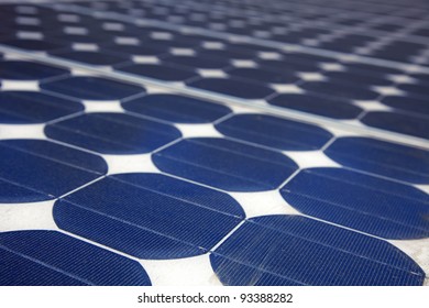 Modern Photovoltaic Cells In A Solar Panel In A Perspective View