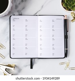 Modern Planner Flat Lay With Desk Props