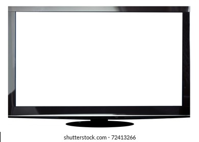 Modern Plasma TV Isolated On White With Clipping Path For The Screen