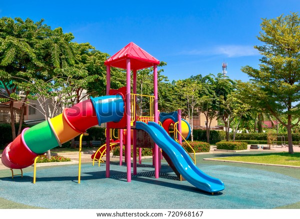 Modern Playground Equipment On Yard Park Stock Photo 720968167 ...