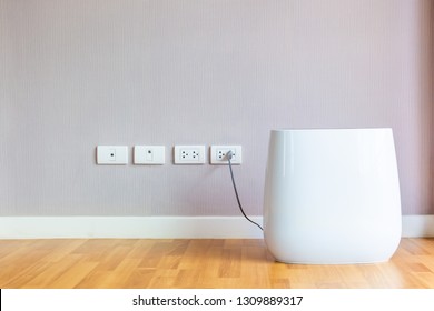 Modern Portable Air Purifier In The Room Close Up.