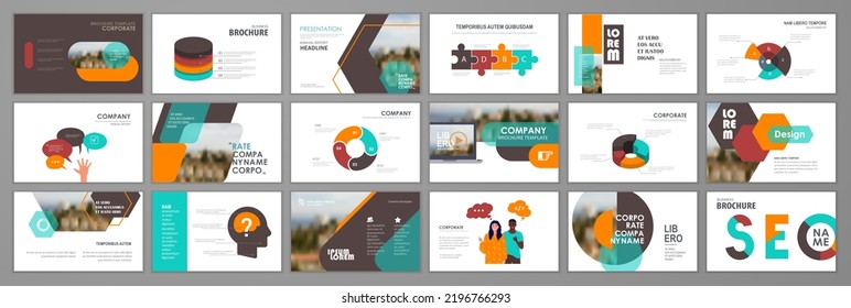 Modern presentation slide templates. Infographic elements template  set for web, print, annual report brochure, business flyer leaflet marketing and advertising template. Vector Illustration - Shutterstock ID 2196766293