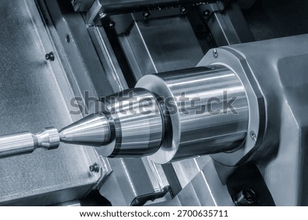 Modern programmable metalworking CNC multifunctional milling drilling grinding tool automatic machine, industrial concept background