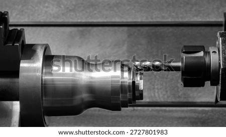 Modern programmable metalworking CNC multifunctional milling drilling grinding tool automatic machine, industrial concept background.