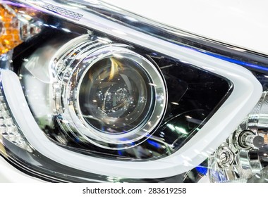 Modern Projector Headlight Of Sport Car.