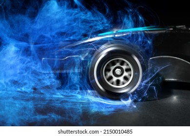 Modern Racing Car Blue Smoke Under Stock Photo 2150010485 | Shutterstock