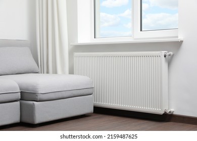Modern radiator at home. Central heating system - Shutterstock ID 2159487625