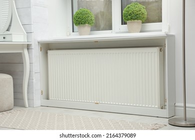 Modern Radiator At Home. Central Heating System