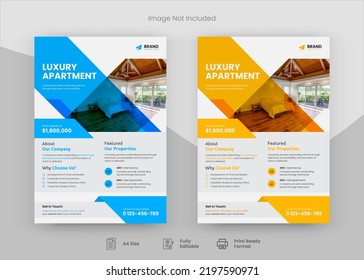 Modern Real Estate Business Flyer Design, Two Color, Vector Template, A4 Size, Teal  Orange Color, Shape Layout. - Shutterstock ID 2197590971