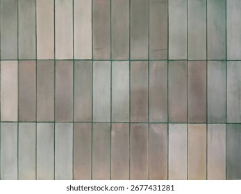 Modern rectangular flat slate stone in natural grey color. Vertical subway tiles slate. Also called flattened andesite stone. Seamless background texture.