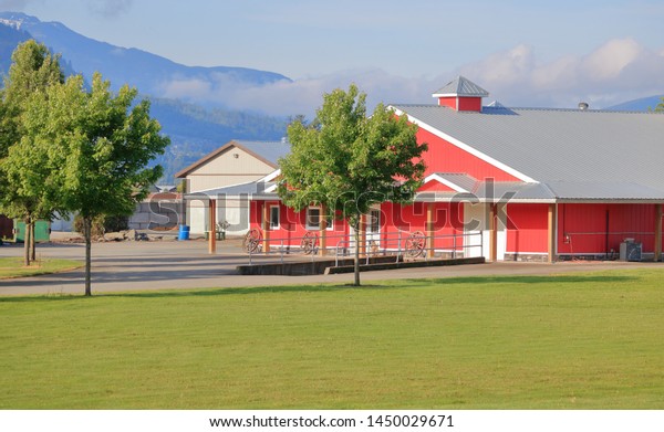 Modern Red Barn Additional Farm Buildings Stock Photo Edit Now