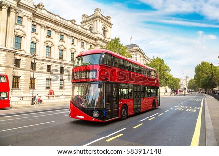Modern red double decker bus, London, England, United Kingdom