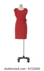 Modern red dress isolated on a mannequin