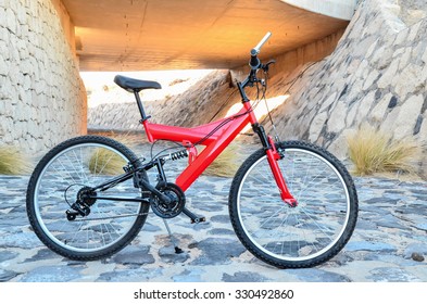 Modern Red Full Suspension Mountain Bike MTB Bicycle