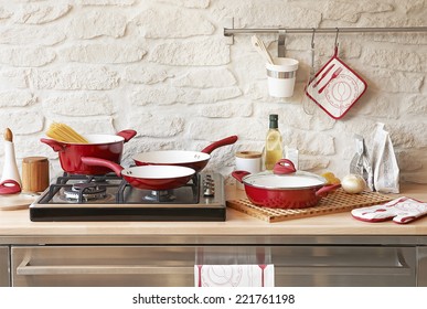 Modern Red Kitchen