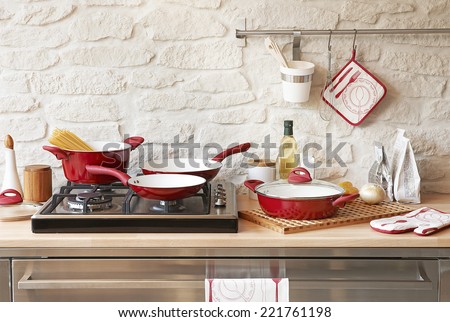 Modern red kitchen