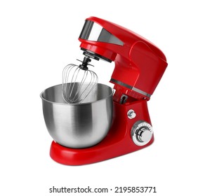 Modern Red Stand Mixer Isolated On White