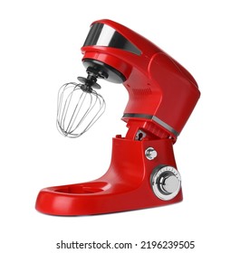 Modern Red Stand Mixer Isolated On White