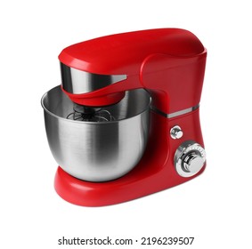 Modern Red Stand Mixer Isolated On White