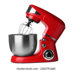 Modern Red Stand Mixer Isolated On White