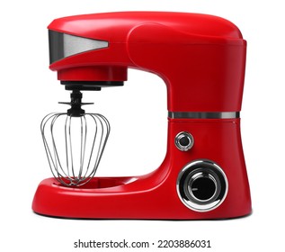 Modern Red Stand Mixer Isolated On White