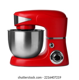 Modern Red Stand Mixer Isolated On White