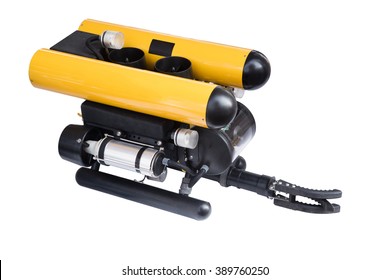 Modern remotely operated underwater vehicle (ROV) isolated on white background