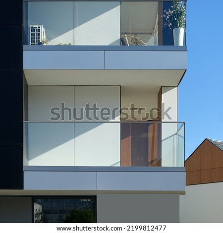 Modern residential building with balconies or terrace
