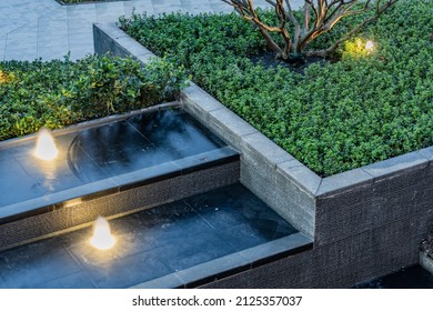 Modern Residential Garden Landscape Green Plant Water Feature